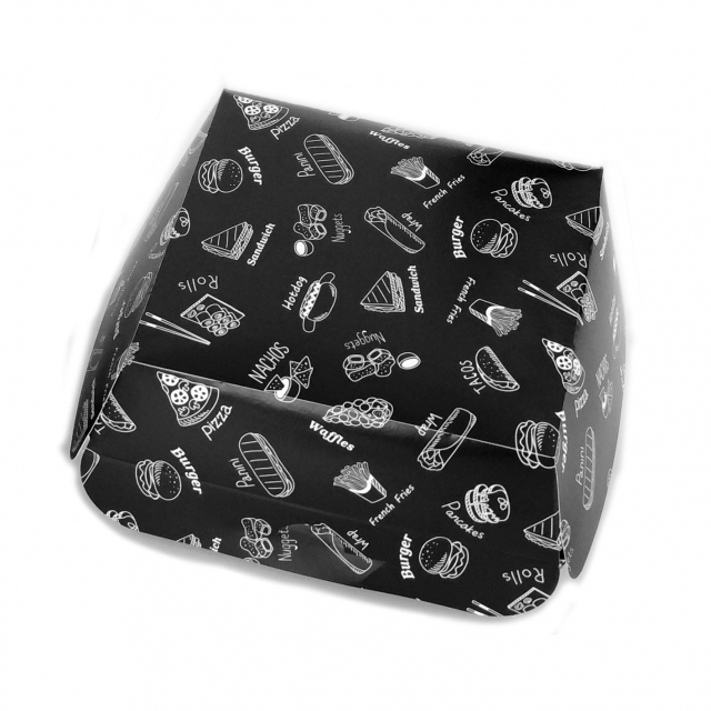 Коробка бумажная для гамбургера Compliement Black  120*120*100 мм 